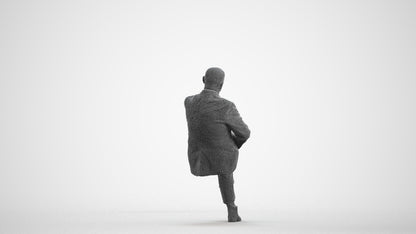 realistic 3D people senior man business, render-ready for V-Ray and Corona, FBX OBJ, wireframe front view