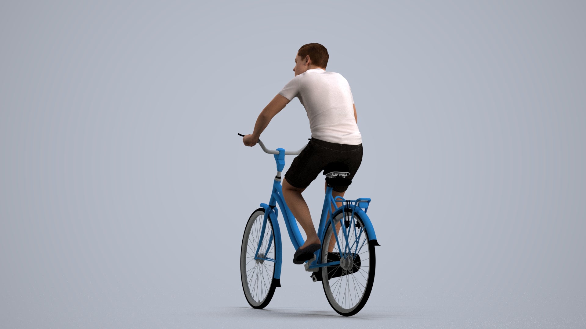 photogrammetry 3D boy casual cycling, realistic human model archviz FBX, front view render