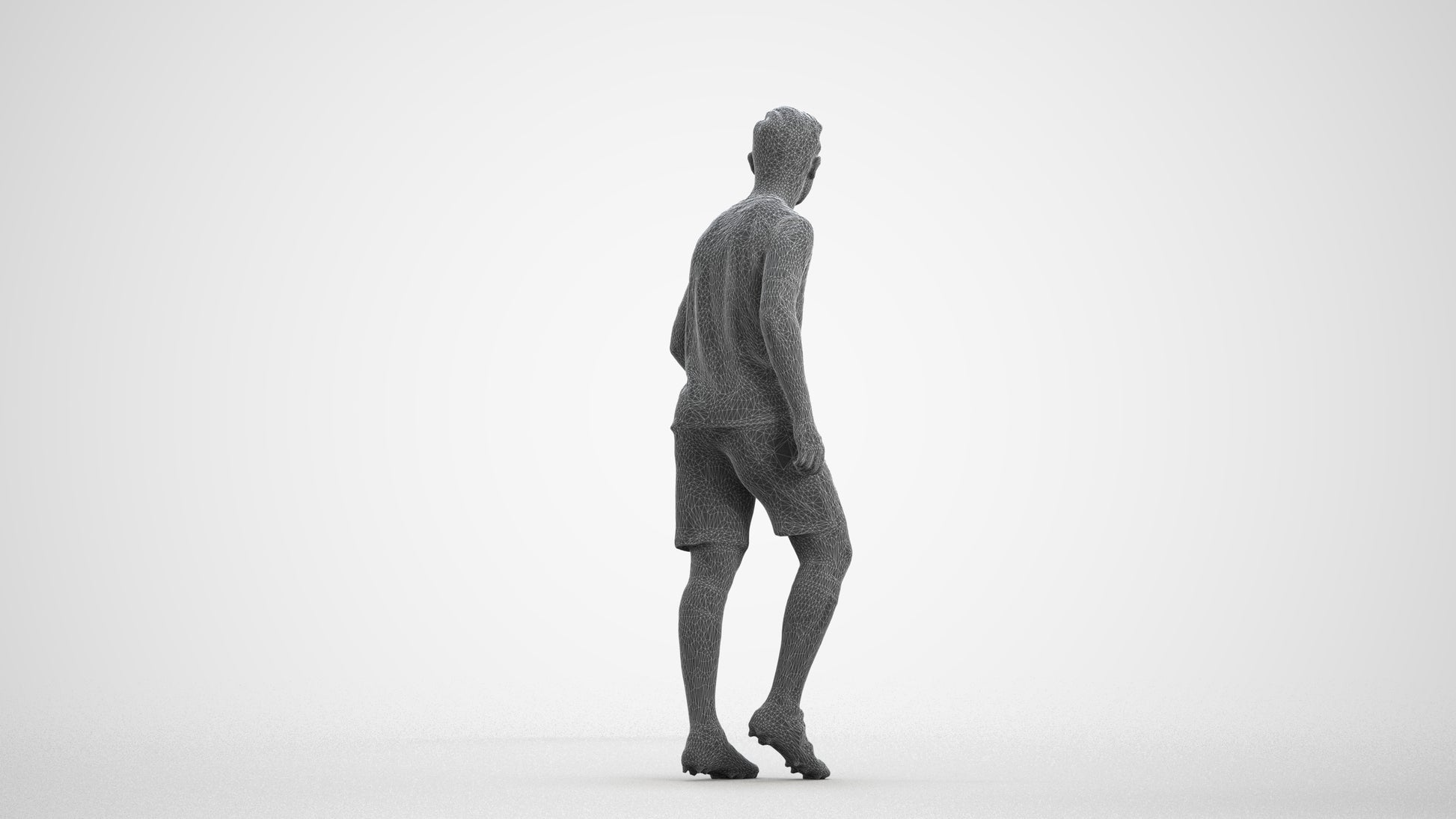 scanned 3D boy sport, photogrammetry people for Enscape and V-Ray, wireframe front view
