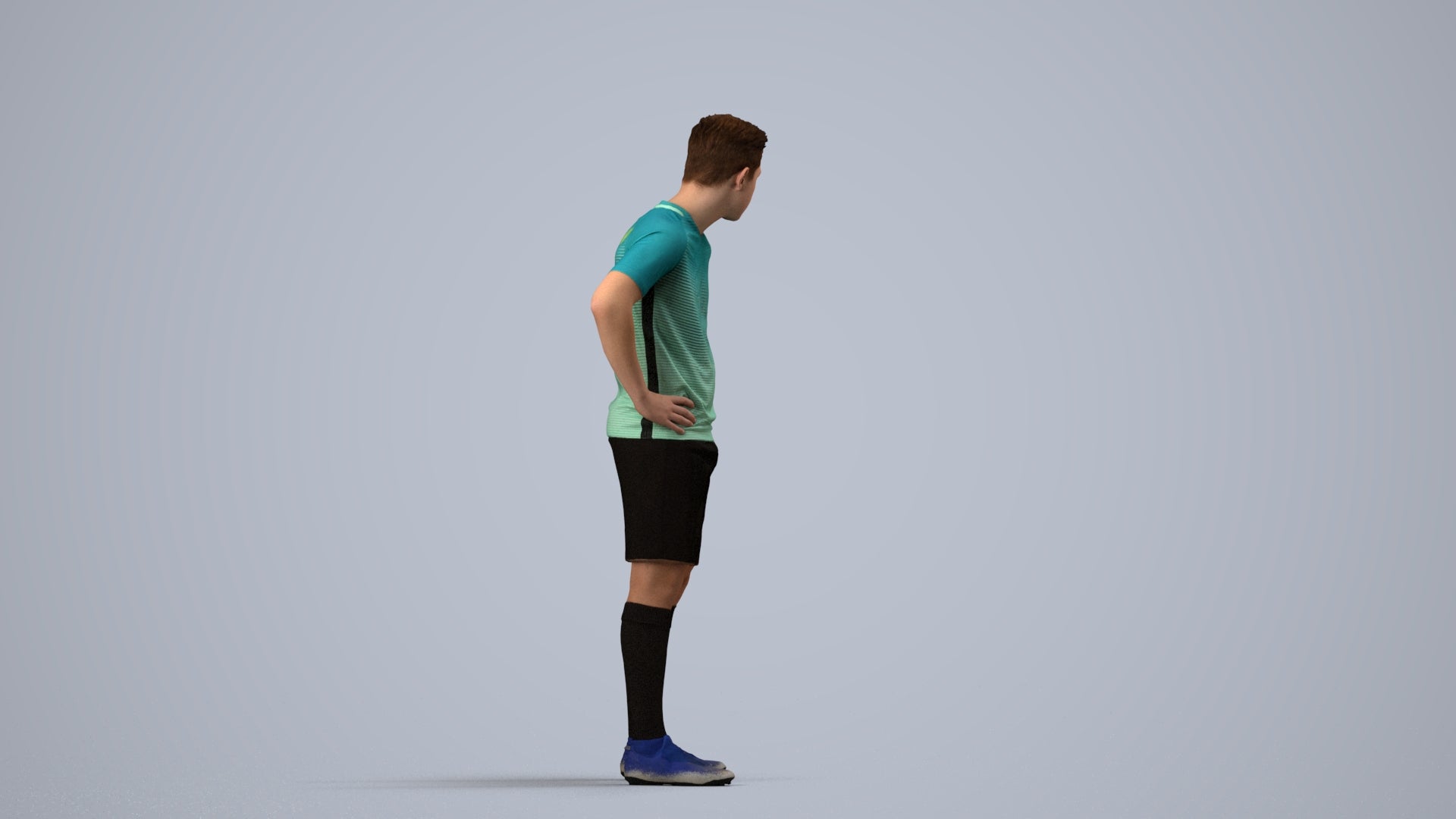 3D scanned man sport, photorealistic archviz people for Enscape and SketchUp, side view render