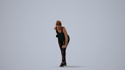 3D people model woman sport, scanned human for 3ds Max rendering, three-quarter view render
