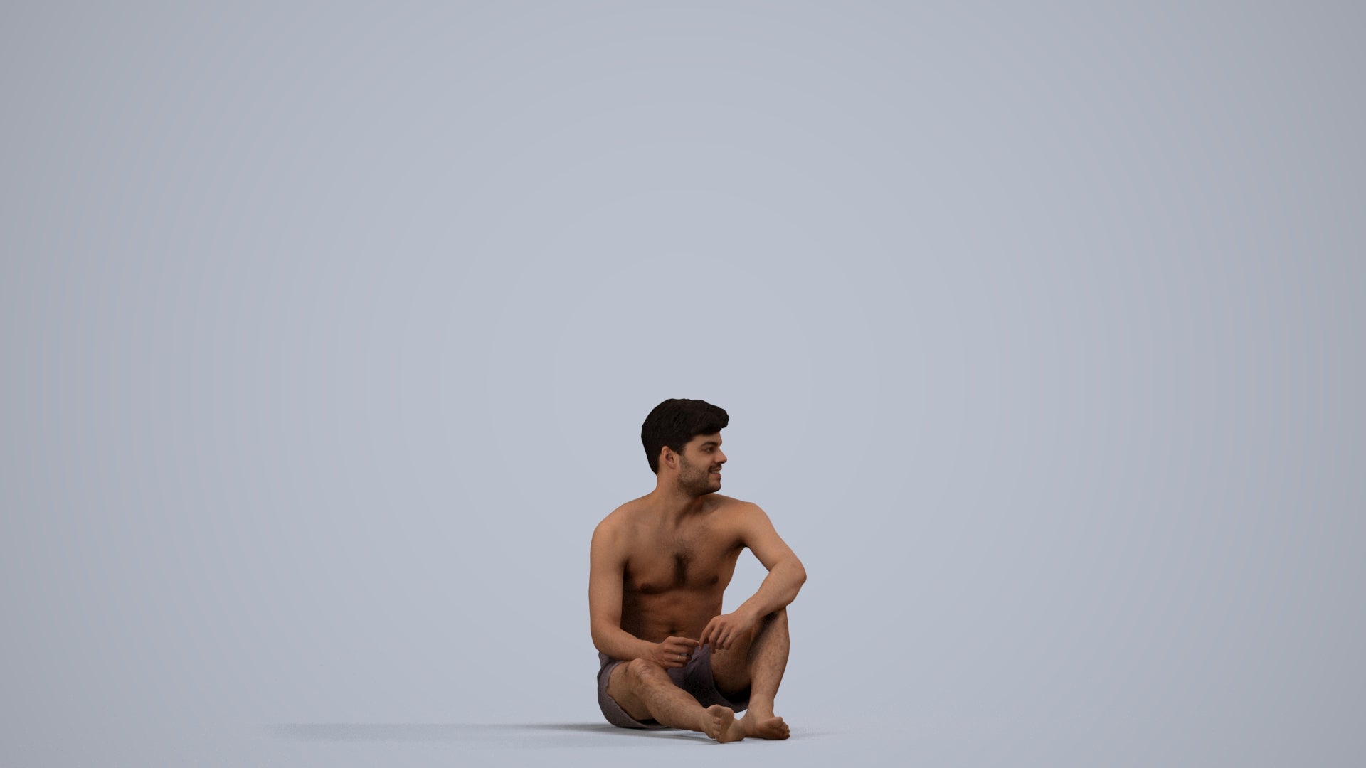 realistic 3D human man pool, archviz people FBX OBJ for Blender, side view render