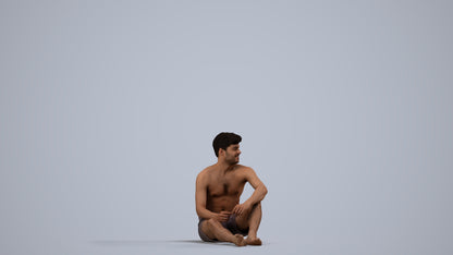 realistic 3D human man pool, archviz people FBX OBJ for Blender, side view render