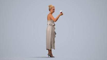 3D people model woman formal formalaffairs, scanned human for 3ds Max rendering, side view render