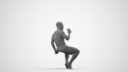 realistic 3D people man pool, render-ready for V-Ray and Corona, FBX OBJ, wireframe side view