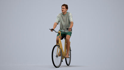 3D people model woman casual cycling, scanned human for 3ds Max rendering, standing pose render