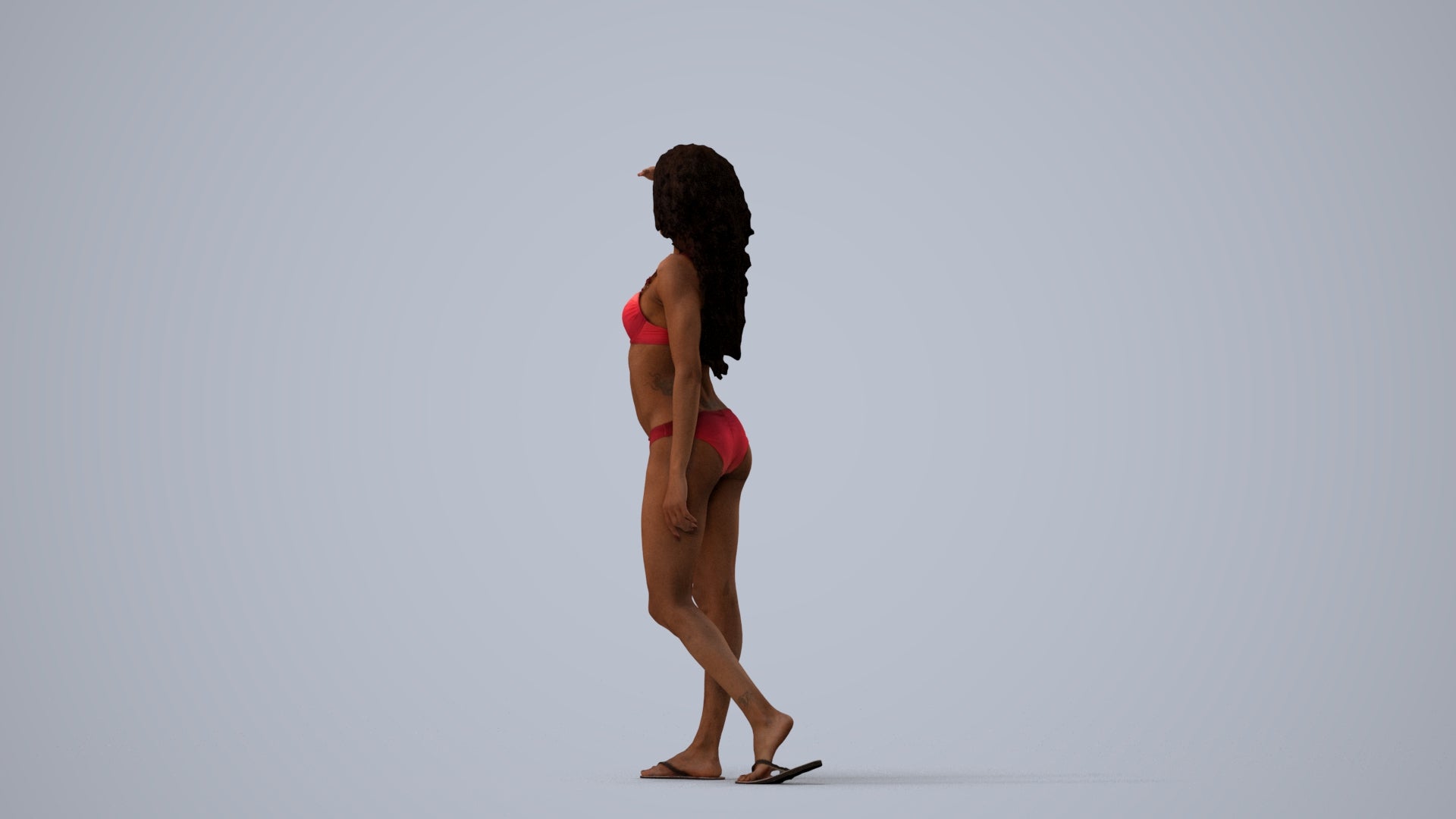 photogrammetry 3D woman pool, realistic human model archviz FBX, three-quarter view render