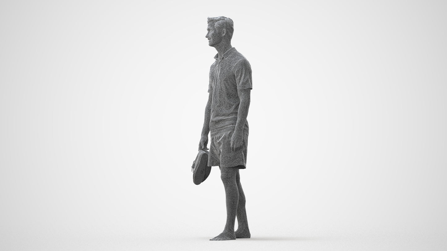 3D human model man casual walking, photogrammetry scanned person for archviz, square thumbnail