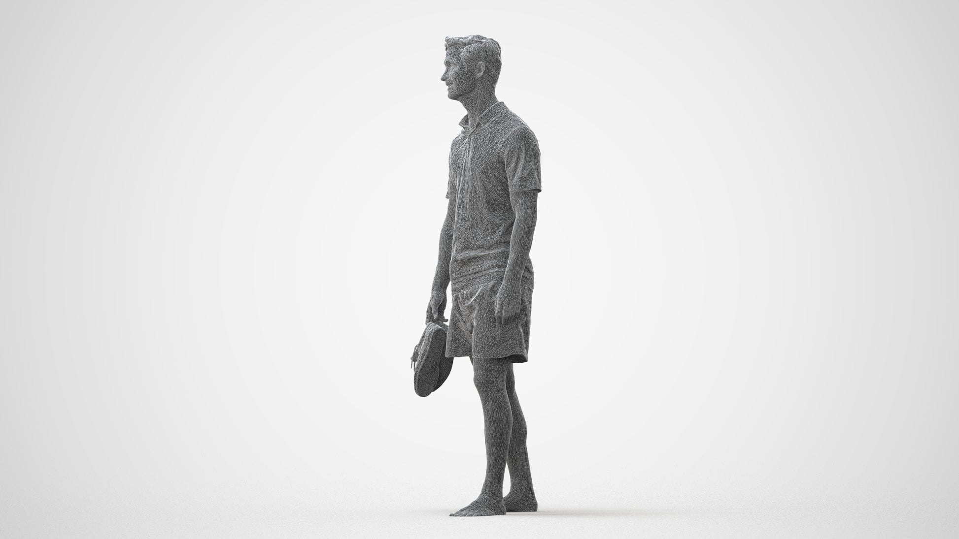 3D human model man casual walking, photogrammetry scanned person for archviz, square thumbnail
