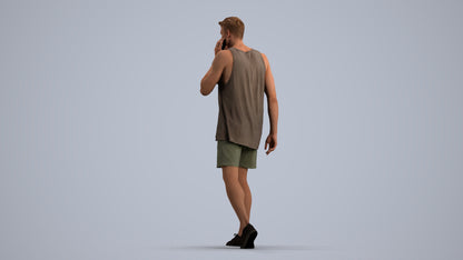 realistic 3D man casual walking, scanned archviz people for Blender and 3ds Max, front view render