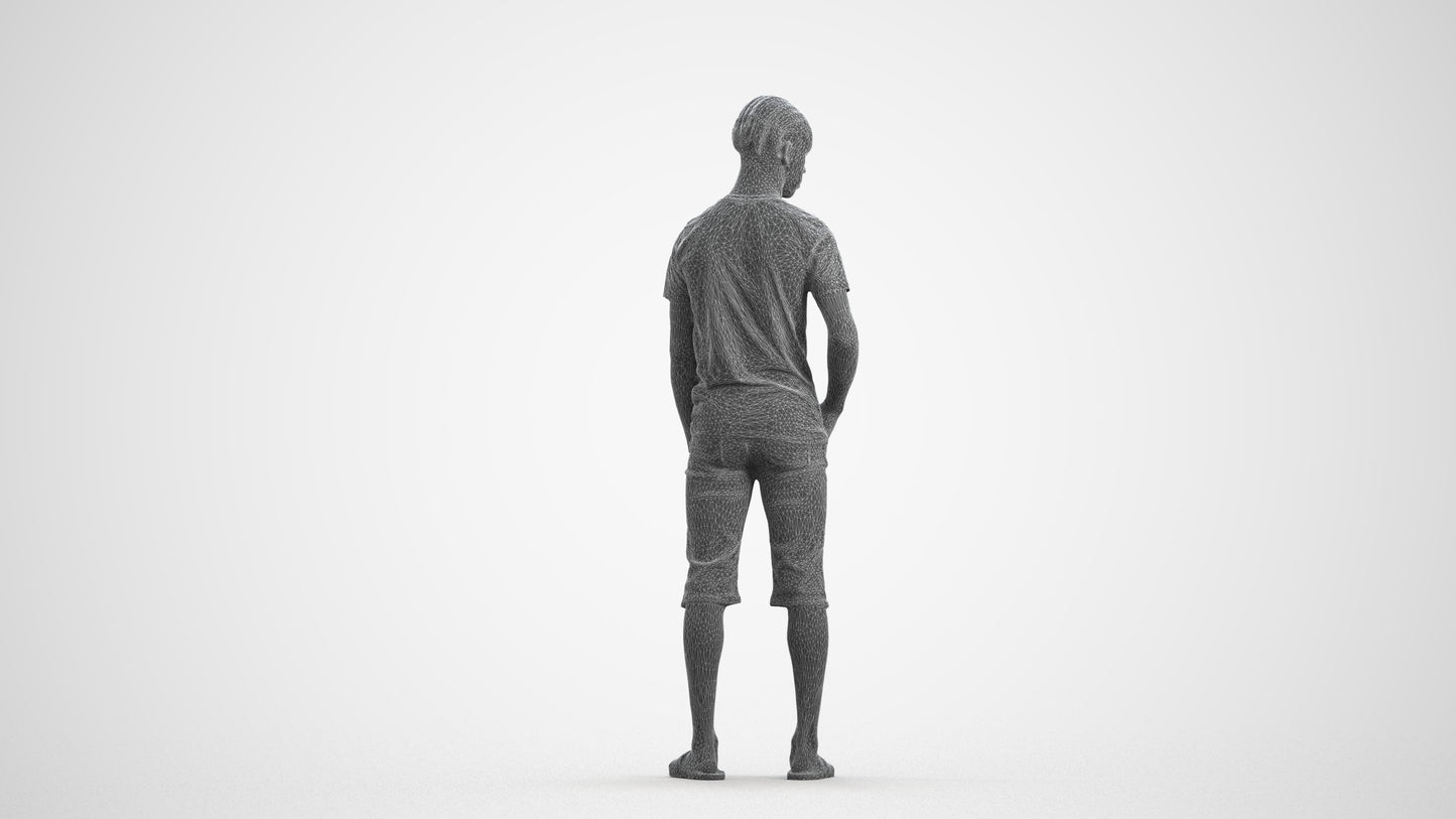 photogrammetry 3D boy casual kids, realistic human model archviz FBX, wireframe front view