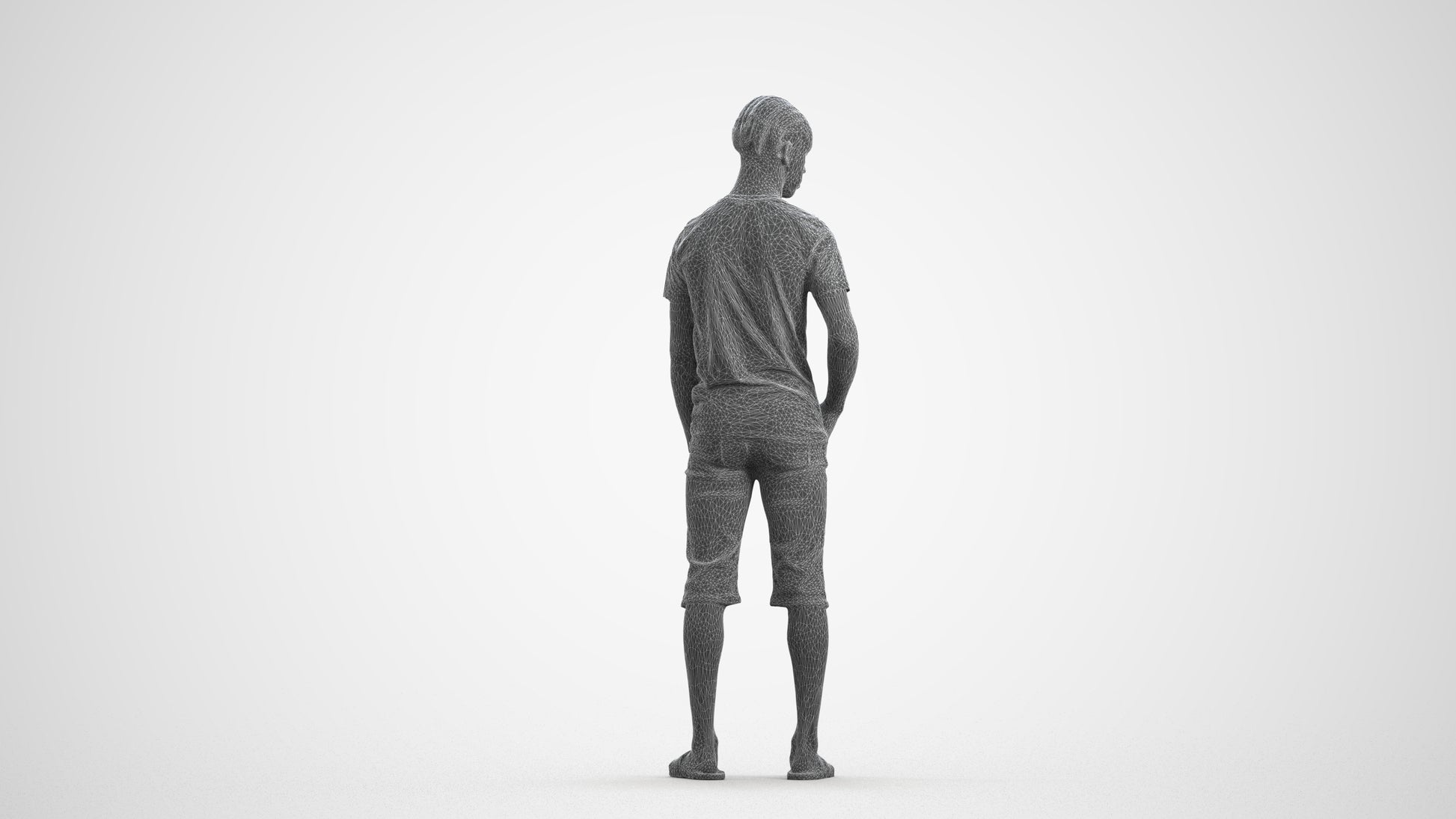 photogrammetry 3D boy casual kids, realistic human model archviz FBX, wireframe front view