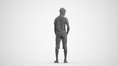 photogrammetry 3D boy casual kids, realistic human model archviz FBX, wireframe front view