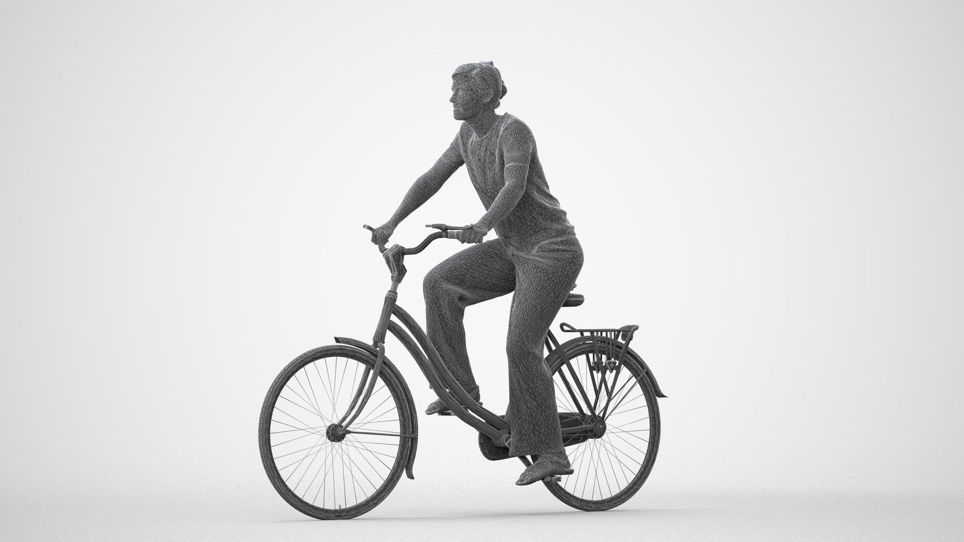scanned 3D woman casual cycling, photogrammetry people for Enscape and V-Ray, square thumbnail
