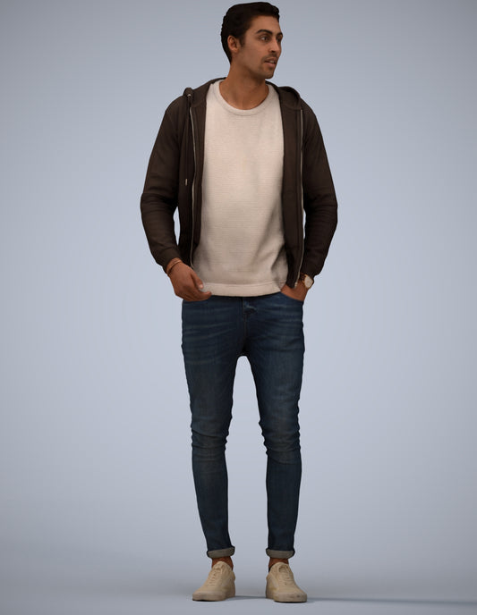 realistic 3D people man casual standing, render-ready for V-Ray and Corona, FBX OBJ