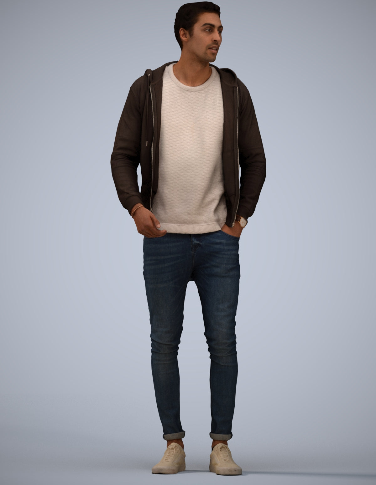 realistic 3D people man casual standing, render-ready for V-Ray and Corona, FBX OBJ