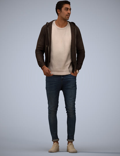 realistic 3D people man casual standing, render-ready for V-Ray and Corona, FBX OBJ