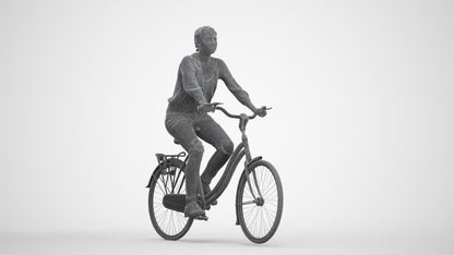 realistic 3D human woman casual cycling, archviz people FBX OBJ for Blender, three-quarter front view render