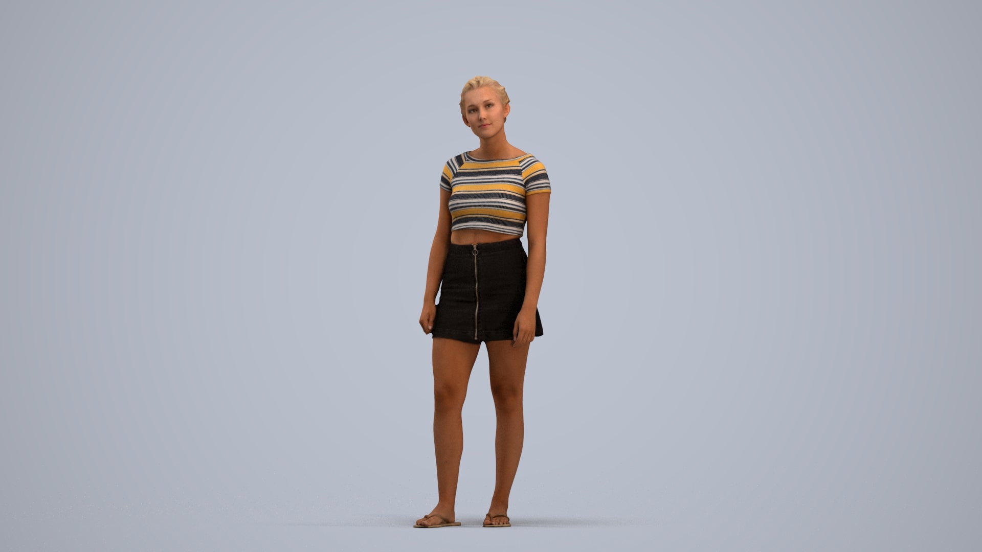 3D people model woman casual standing, scanned human for 3ds Max rendering, standing pose render