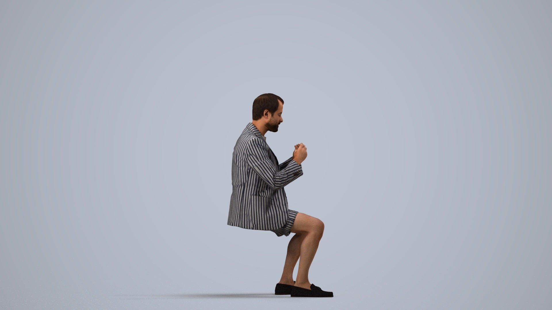 3D scanned man business, photorealistic archviz people for Enscape and SketchUp, side view render