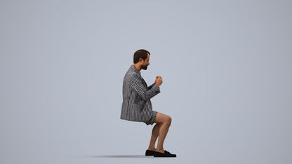 3D scanned man business, photorealistic archviz people for Enscape and SketchUp, side view render