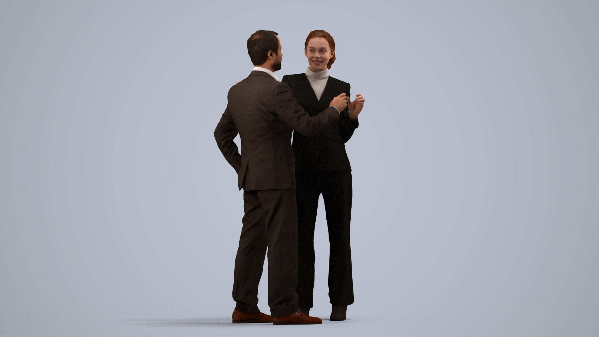 realistic 3D man business shopping, scanned archviz people for Blender and 3ds Max, side view render