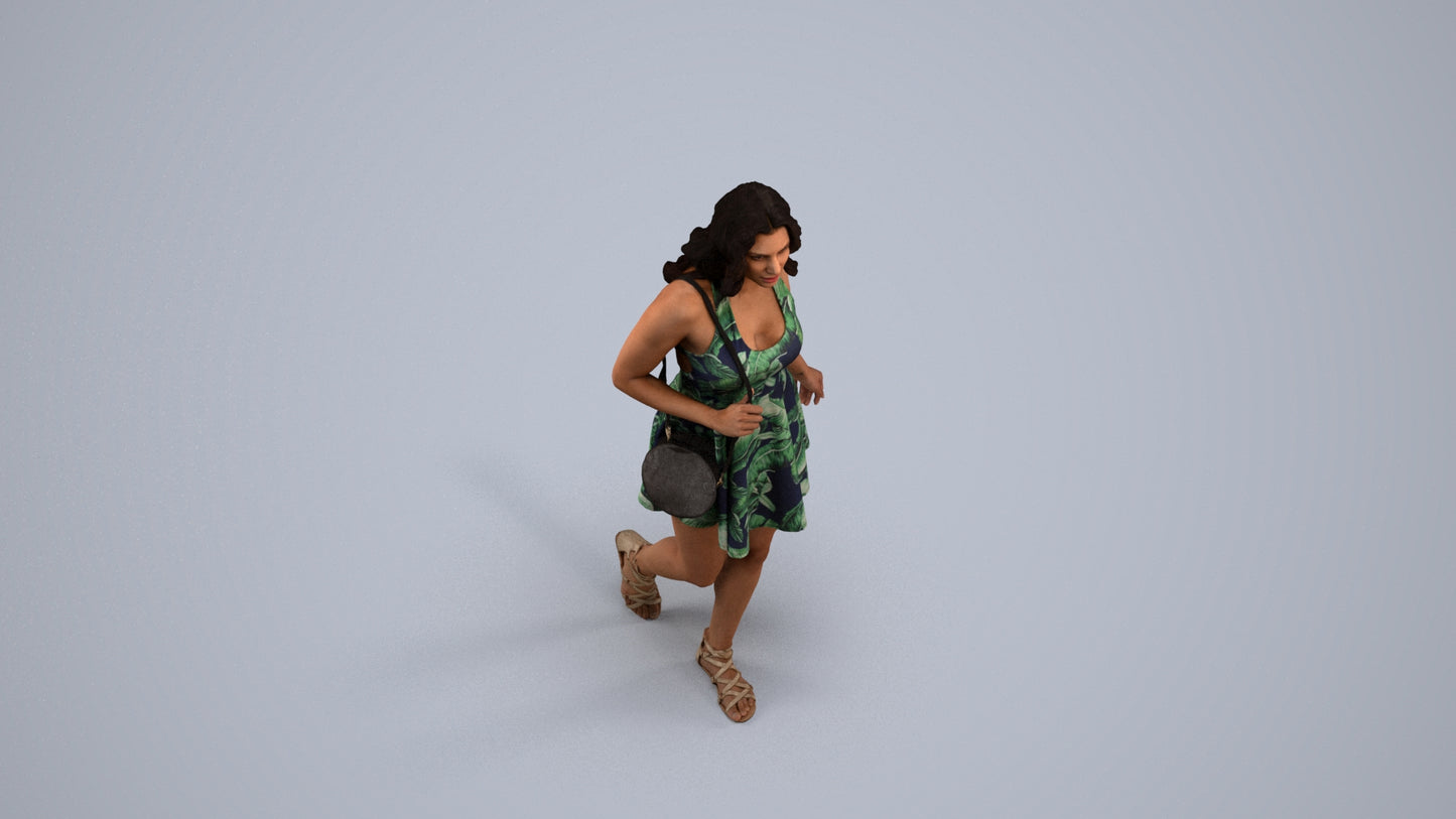 scanned 3D woman walking, photogrammetry people for Enscape and V-Ray, back view render
