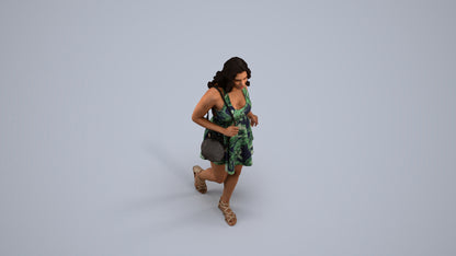 scanned 3D woman walking, photogrammetry people for Enscape and V-Ray, back view render