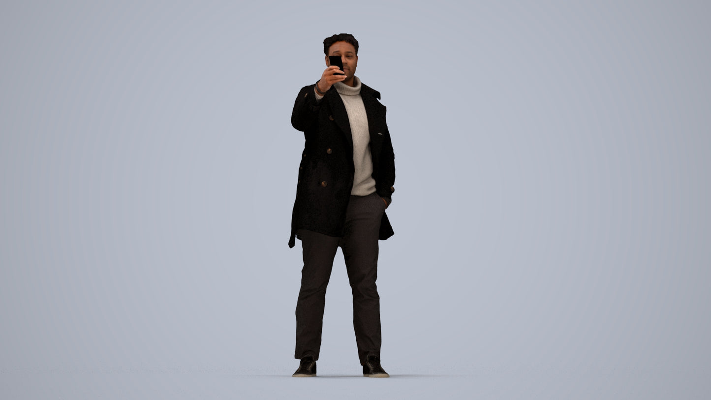 photogrammetry 3D man casual standing, realistic human model archviz FBX, top-down view render