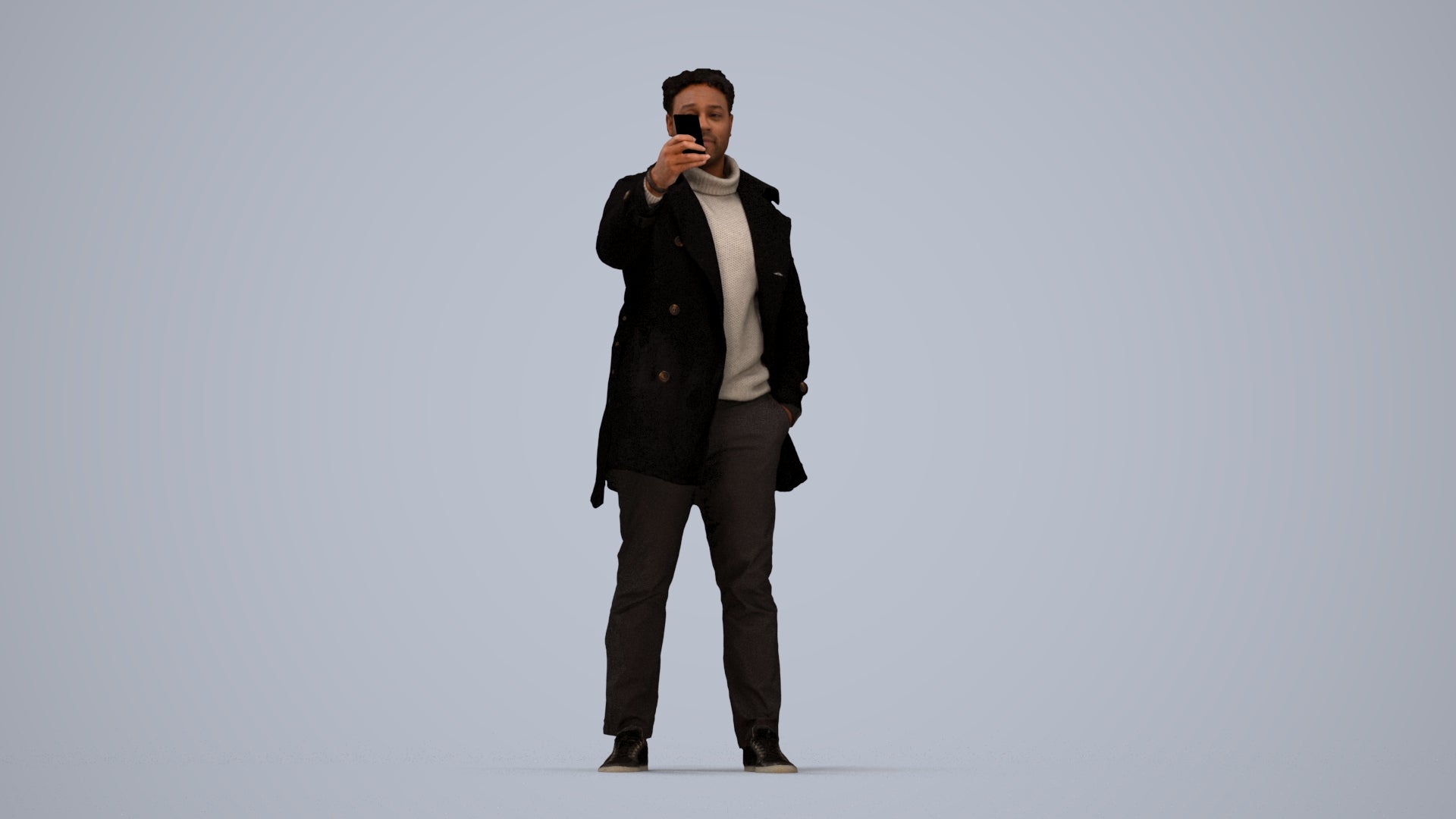 photogrammetry 3D man casual standing, realistic human model archviz FBX, top-down view render