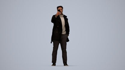 photogrammetry 3D man casual standing, realistic human model archviz FBX, top-down view render