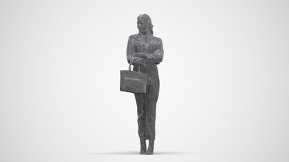 realistic 3D human woman business standing, archviz people FBX OBJ for Blender, three-quarter front view render