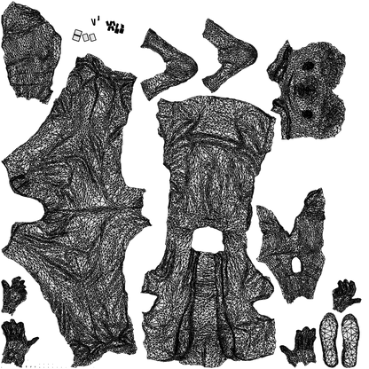 3D human model man casual standing, photogrammetry scanned person for archviz, wireframe top-down view