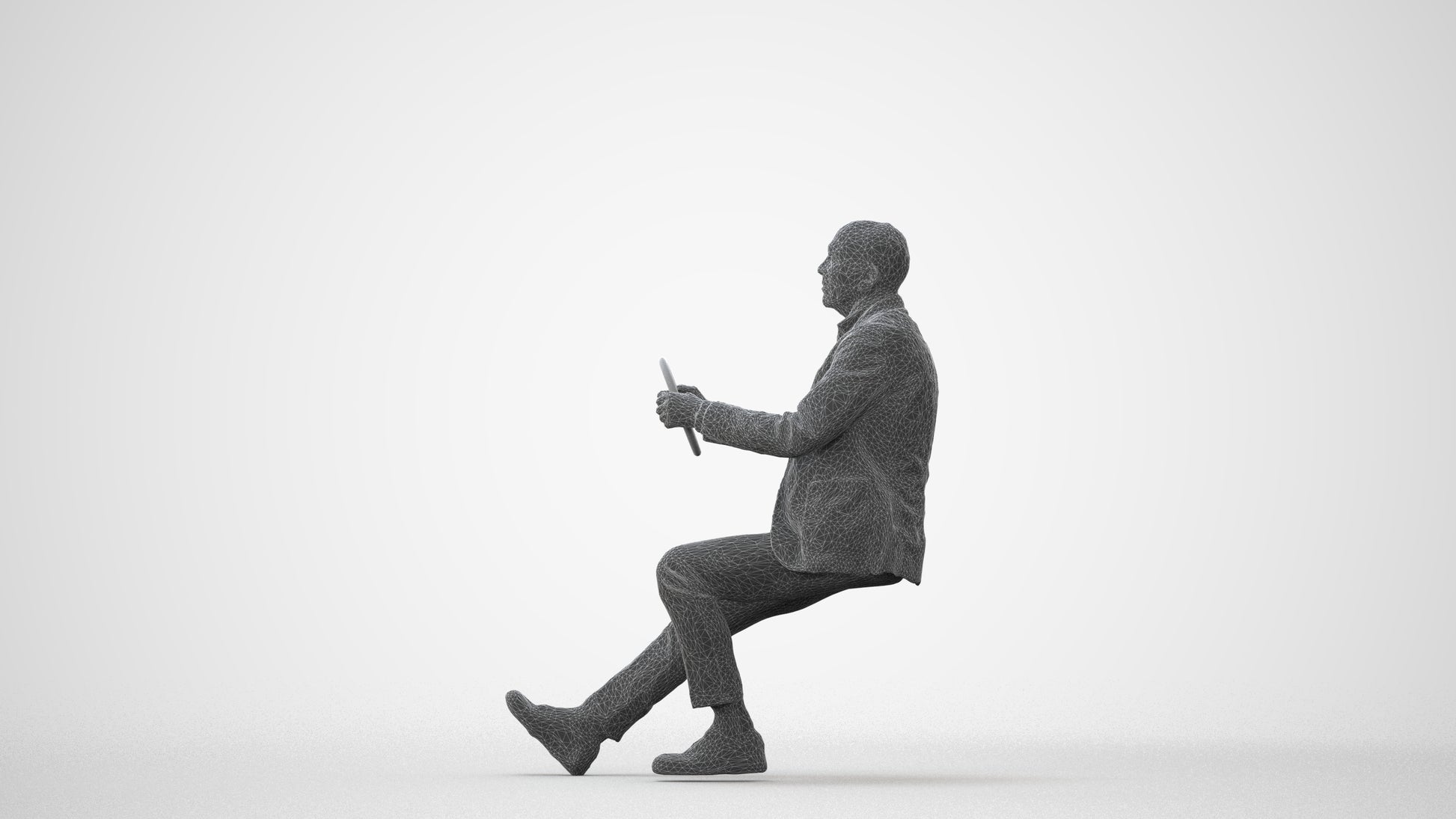 3D human model senior man business mix, photogrammetry scanned person for archviz, square thumbnail