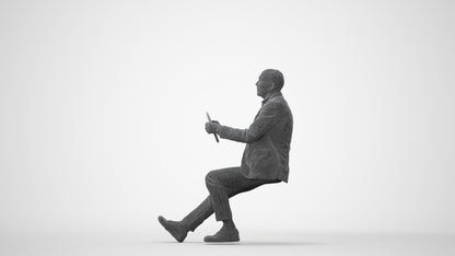 3D human model senior man business mix, photogrammetry scanned person for archviz, square thumbnail