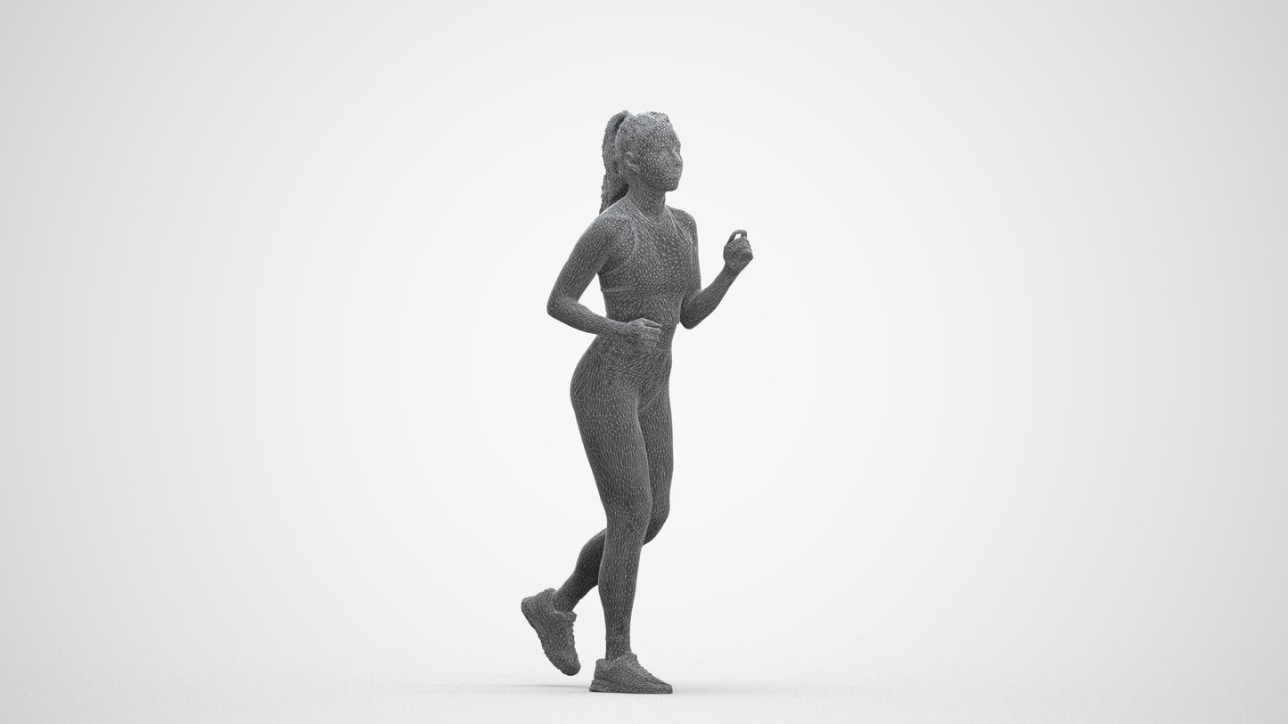 scanned 3D woman sport, photogrammetry people for Enscape and V-Ray, three-quarter front view render