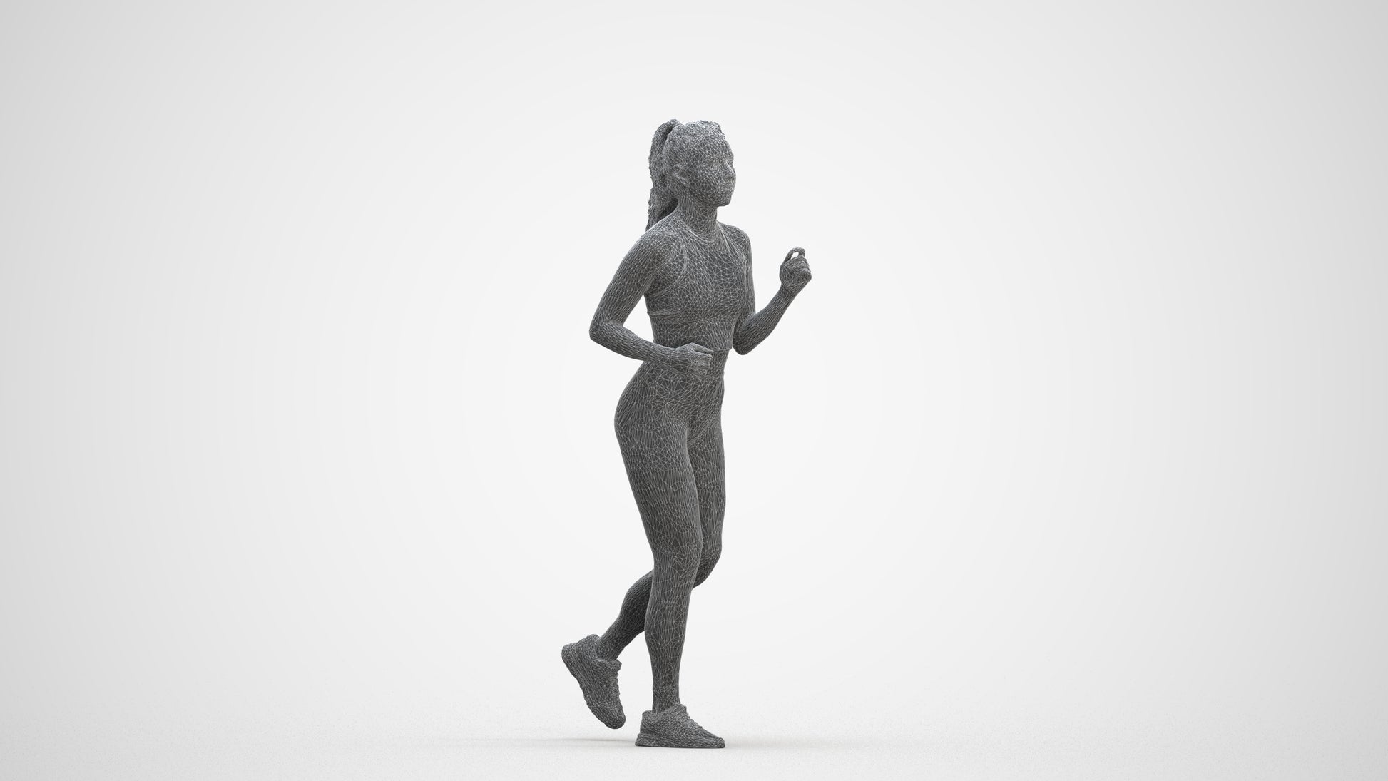 scanned 3D woman sport, photogrammetry people for Enscape and V-Ray, three-quarter front view render