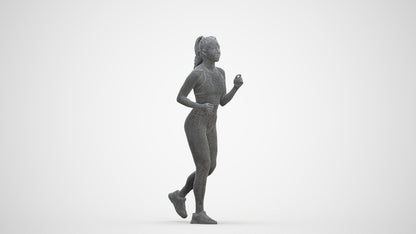 scanned 3D woman sport, photogrammetry people for Enscape and V-Ray, three-quarter front view render