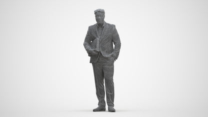 3D people model man business, scanned human for 3ds Max rendering, three-quarter front view render