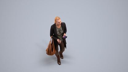 scanned 3D woman business walking, photogrammetry people for Enscape and V-Ray, back view render
