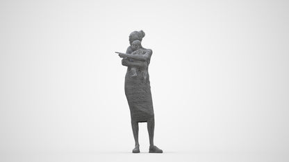 3D scanned girl kids casual, photorealistic archviz people for Enscape and SketchUp, wireframe back view