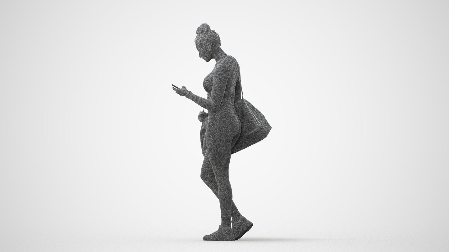realistic 3D human woman sport, archviz people FBX OBJ for Blender, square thumbnail