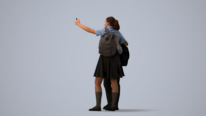 scanned 3D girl kids, photogrammetry people for Enscape and V-Ray, three-quarter view render