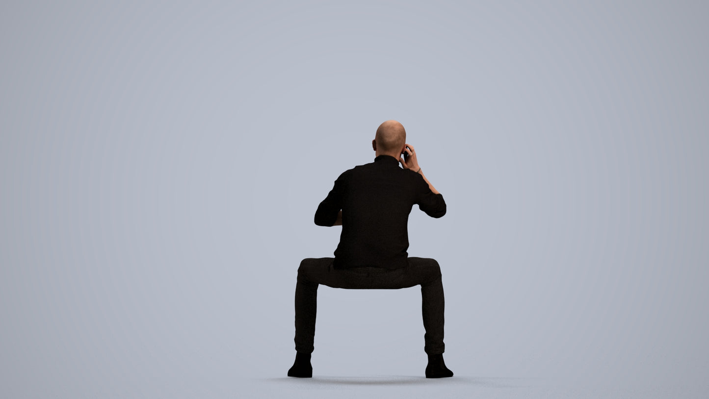 3D human model man casual business, photogrammetry scanned person for archviz, front view render