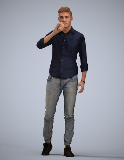 realistic 3D man casual walking, scanned archviz people for Blender and 3ds Max