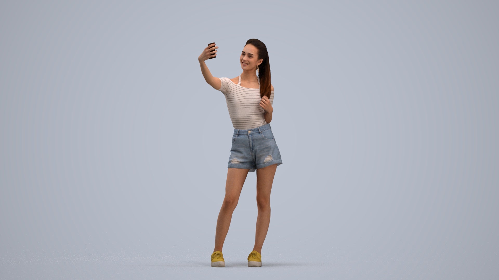 realistic 3D people woman casual standing, render-ready for V-Ray and Corona, FBX OBJ, standing pose render