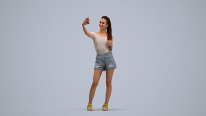 realistic 3D people woman casual standing, render-ready for V-Ray and Corona, FBX OBJ, standing pose render