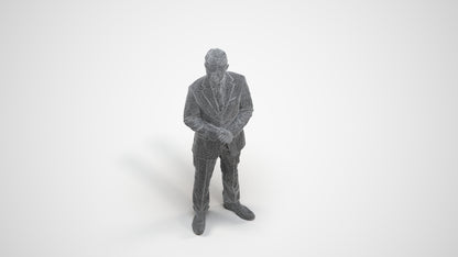 scanned 3D man business, photogrammetry people for Enscape and V-Ray, wireframe three-quarter view