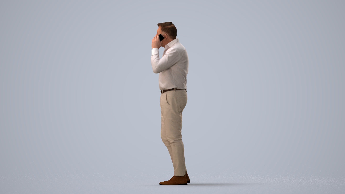 realistic 3D people man casual standing, render-ready for V-Ray and Corona, FBX OBJ, three-quarter view render