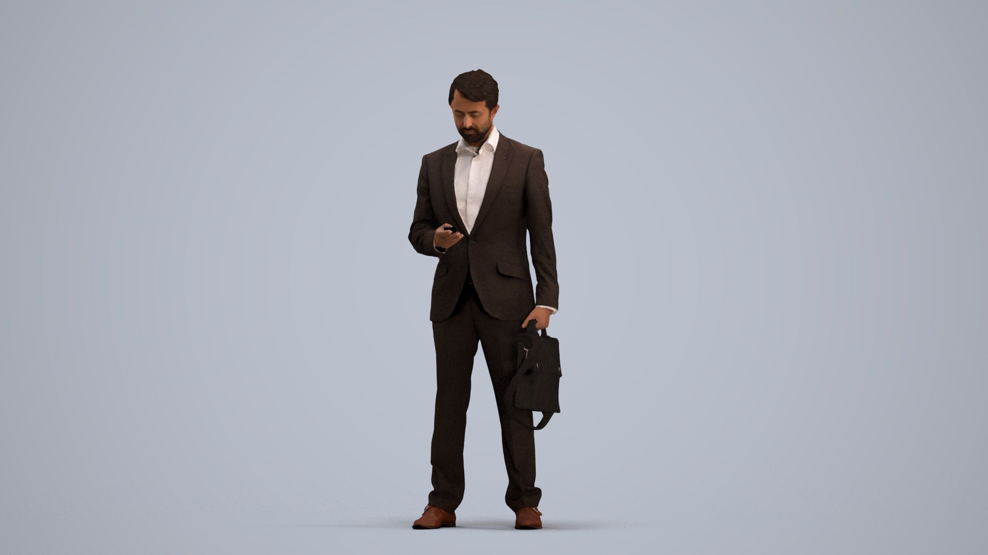 3D people model man business, scanned human for 3ds Max rendering, standing pose render